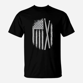 American Flag Drumsticks Usa Drummers Vintage Drum Sticks T-Shirt | Crazezy