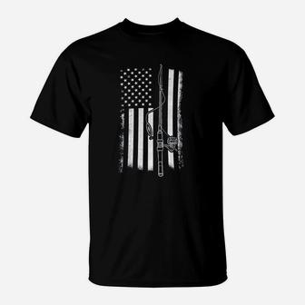 American Flag Fishing Funny Fishing T-Shirt | Crazezy