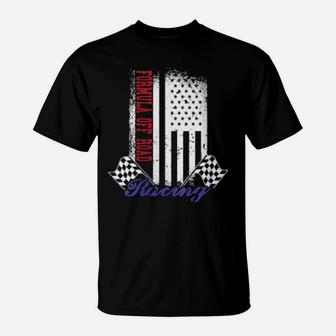 American Flag Formula Off Road Racing Race Flag Design T-Shirt - Monsterry DE