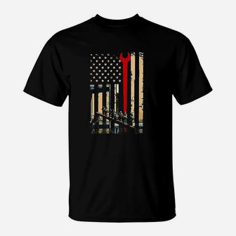 American Flag Ironworker And Tools T-Shirt - Thegiftio UK