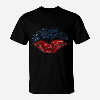American Flag Lips T-Shirt | Crazezy UK