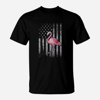 American Flag Pink Flamingo Patriotic 4th Of July Shirt T-Shirt - Thegiftio UK