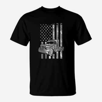 American Flag Semi Truck Us Trucking Driver Trucker Gift T-Shirt | Crazezy DE