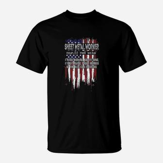 American Flag Sheet Metal Worker Definition Fathers Day T-Shirt | Crazezy