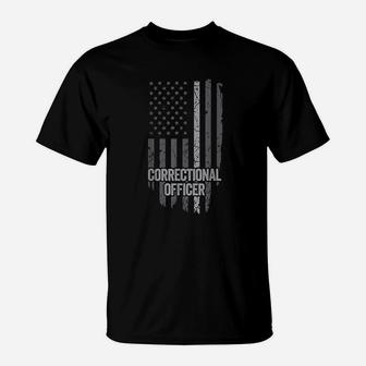 American Flag Thin Line Corrections Correctional Officer T-Shirt - Thegiftio