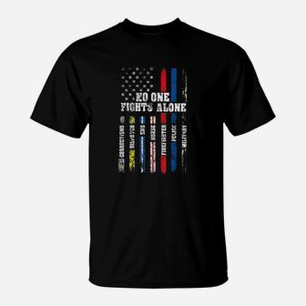 American Flag Thin Line Police Fire Military Nurse Responder T-Shirt | Crazezy