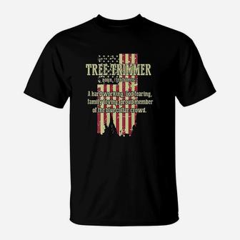 American Flag Tree Climber Tree Trimmer Arborist T-Shirt | Crazezy