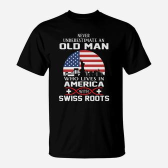 An Old Man Who Lives In America With Swiss Roots Man T-Shirt - Thegiftio UK