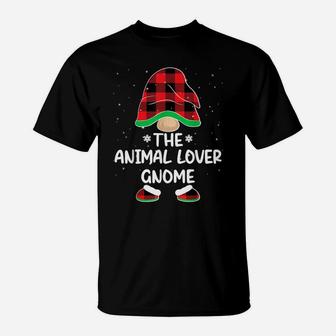 Animal Lover Gnome Buffalo Plaid Matching Christmas Pajama T-Shirt | Crazezy AU