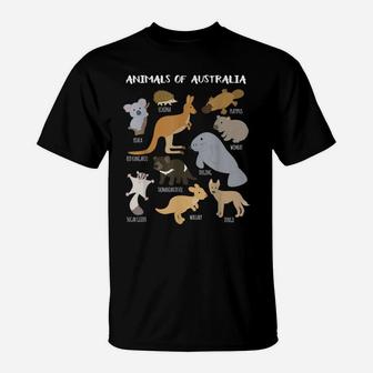 Animals Of Australia Australian Animal Educational Gift T-Shirt | Crazezy