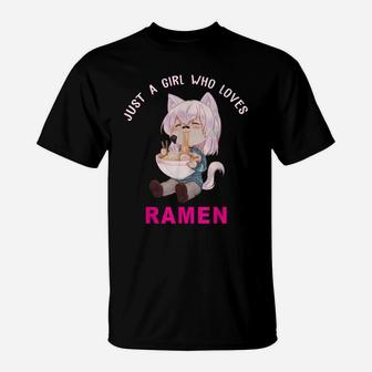 Anime Tee Just A Girl Who Loves Ramen | Japanese Kawaii Cat T-Shirt | Crazezy AU