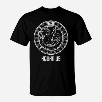 Aquarius Zodiac Sign January February Birthday Stars Gift T-Shirt | Crazezy CA