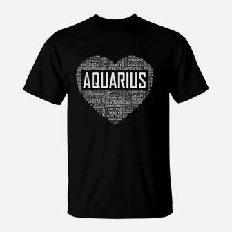 Aquarius Zodiac Traits Horoscope Astrology Sign Gift Heart T-Shirt | Crazezy