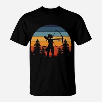 Archery Girl, Archer Bow, Vintage Retro Sunset, Nice Woman T-Shirt | Crazezy