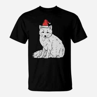 Arctic Snow Fox Santa Hat Christmas Xmas Animal Pajamas Gift Sweatshirt T-Shirt | Crazezy