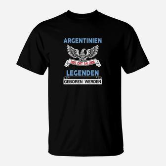 Argentinien Adler & Legenden Werden Geboren - Schwarzes T-Shirt - Seseable