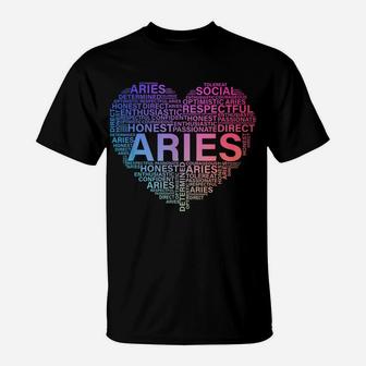 Aries Heart Birthday Astrology Zodiac Sign Women Men T-Shirt | Crazezy