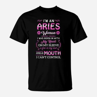Aries Woman Shirt, March April Gifts Birthday Women Girls T-Shirt | Crazezy
