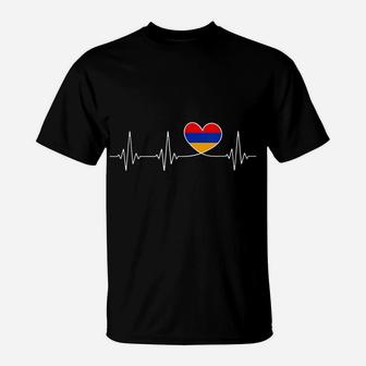Armenia Love Heartbeat And Armenian Flag Heart Armenia T-Shirt | Crazezy