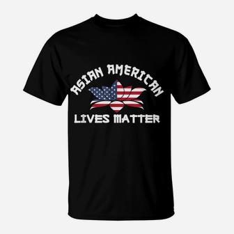 Asian American Lives Matter Us Flag Lotus Flower Stop Hate T-Shirt | Crazezy DE