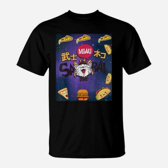 Astronaut Space Cat Samurai Taco Pizza Burger Kitten Pet T-Shirt | Crazezy