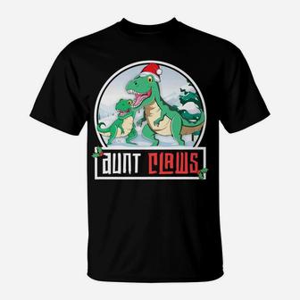 Aunt Claws Saurus T-Rex Dinosaur Matching Family Christmas T-Shirt | Crazezy