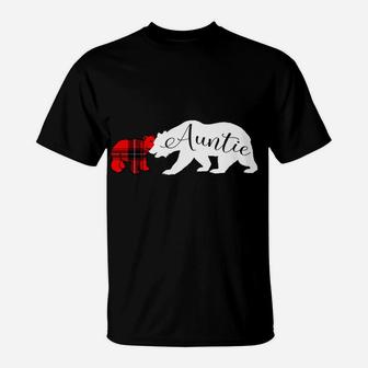Auntie Bear Hoodie Red Plaid Cub Aunt Christmas Gift T-Shirt | Crazezy