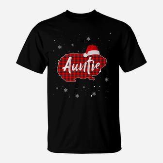 Auntie Guinea Pig Plaid Group Matching Family Christmas T-Shirt | Crazezy