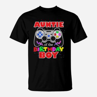 Auntie Of The Birthday Boy Matching Video Gamer Aunt T-Shirt | Crazezy AU