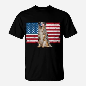 Australian Shepherd Dad American Flag Dog Lover Aussie Dad Sweatshirt T-Shirt | Crazezy UK