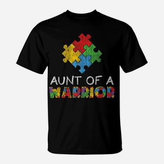 Autism Awareness Aunt Of A Warrior Autistic Kids Awareness T-Shirt | Crazezy UK
