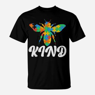 Autism Awareness Bee Kind Puzzle Autism T-Shirt - Monsterry
