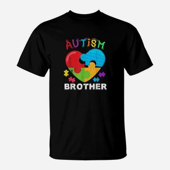 Autism Awareness Month For Brother Big Puzzle Heart T-Shirt - Monsterry