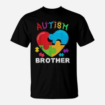Autism Awareness Month For Brother Big Puzzle Heart T-Shirt - Monsterry