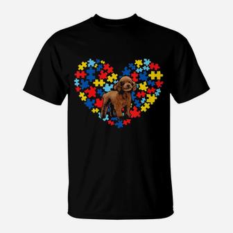 Autism Awareness Poodle Heart Dog Dad Dog Mom Gift T-Shirt - Monsterry