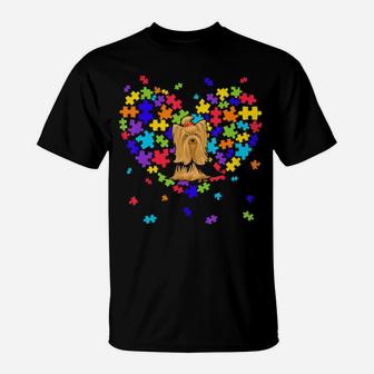 Autism Awareness Yorkshire Terrier Cute Heart Dog Dad Mom T-Shirt - Monsterry