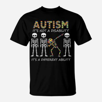 Autism It's A Different Ability Funny Dabbing Skeleton Gift T-Shirt | Crazezy AU