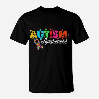 Autism Ribbon Autism Awareness Autistic Autism Moms T-Shirt - Monsterry