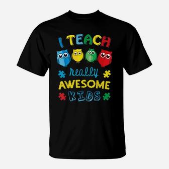 Autism Teacher Awareness Shirts Cute Owl Gifts T-Shirt | Crazezy