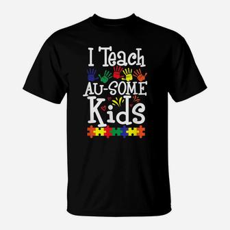 Autism Teacher Puzzle Piece Students Womens Autistic Teach T-Shirt | Crazezy