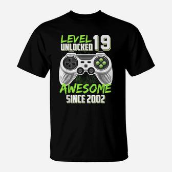 Awesome 2002 Level 19 Unlocked Video Game 19Th Birthday Gift T-Shirt | Crazezy CA