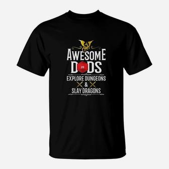 Awesome Dads Explore Dungeons And Slay Dragons T-Shirt | Crazezy