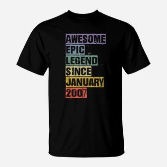 Awesome Epic Legend Since January 2007 14Th Birthday 14 Gift T-Shirt | Crazezy