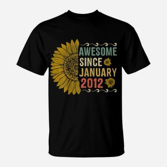 Awesome January 2012 Flowers 8 Years Old 8Th Birthday Gift T-Shirt | Crazezy
