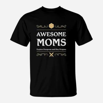 Awesome Moms Explore Dungeons D20 Dice Tabletop Rpg Gamer T-Shirt | Crazezy DE