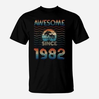 Awesome Since 1982 40 Vintage Birthday Gifts 40 Year Old T-Shirt | Crazezy