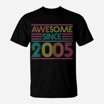 Awesome Since 2005 16Th Birthday Gifts 16 Years Old Raglan Baseball Tee T-Shirt | Crazezy