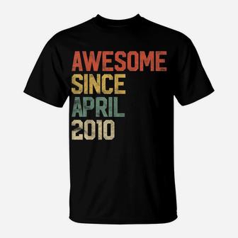 Awesome Since April 2010 Kids 11Th Birthday 11 Year Old T-Shirt | Crazezy