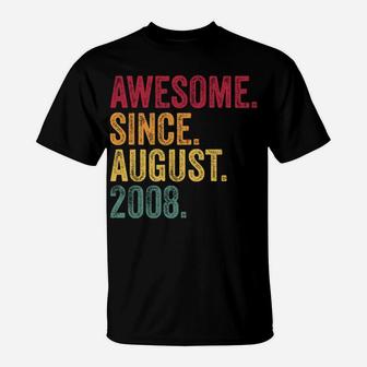Awesome Since August 2008 12Th Birthday Gift Legend T-Shirt | Crazezy