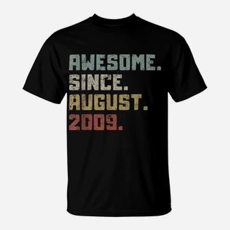 Awesome Since August 2009 12Th Birthday 12 Years Old Boy Kid T-Shirt | Crazezy